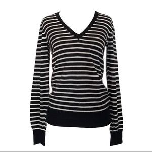 Club Monaco long-sleeved v-neck striped sweater S
